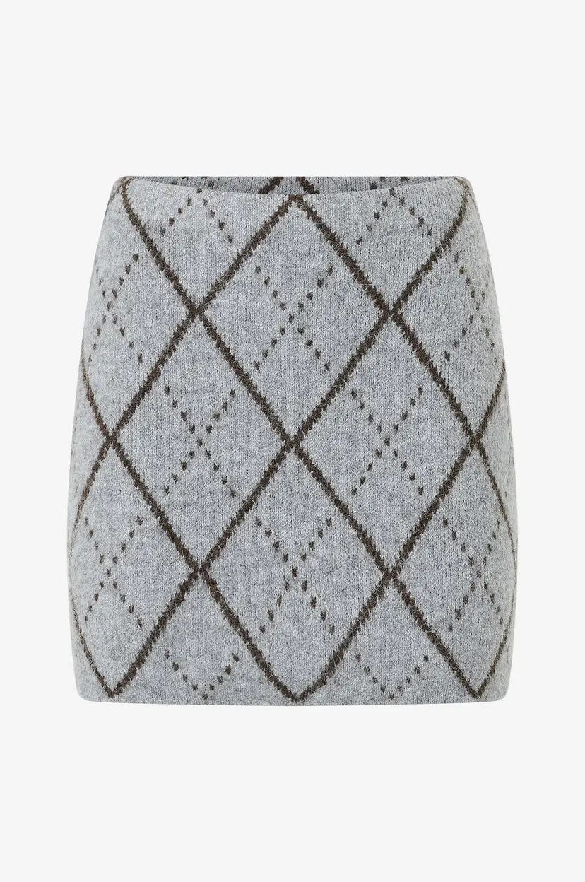 Gina Tricot Skjørt Knitted Argyle Skirt - Grå