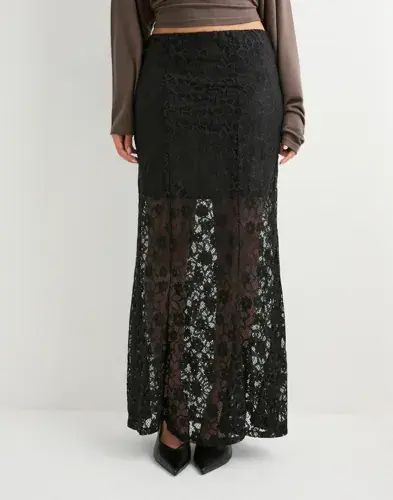 Vero Moda Vero Moda - Svart - Vmmeta Lace Hw Ankle Skirt Wvn Ga