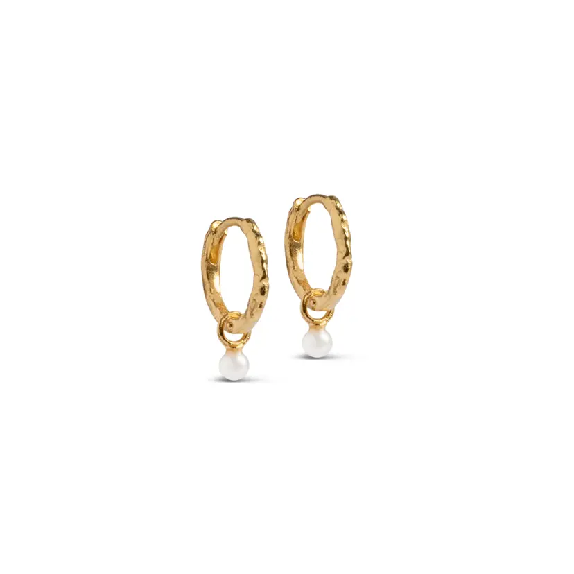 Enamel Enamel - Belle Pearl Hoops i forgyldt - E271GM-Pearl