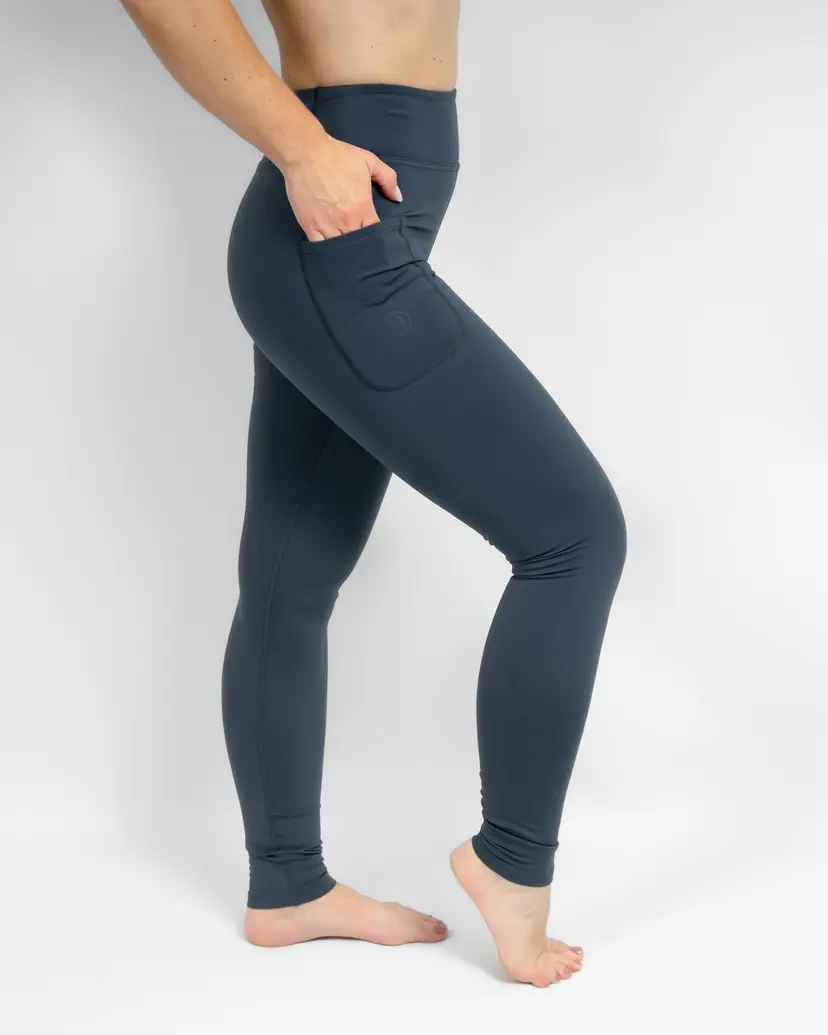Huabo Aya Dusty Blue Tight Fit Winter Leggings
