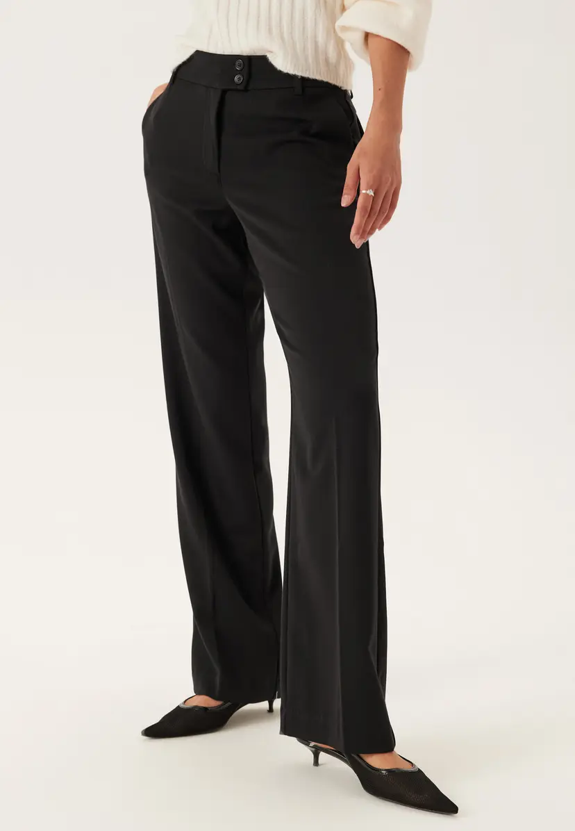 Bubbleroom Mid Waist Straight Back Pocket Trousers