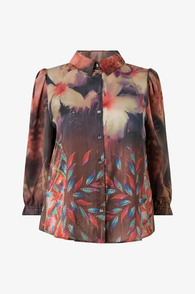 NO. 1 BY OX Skjorte Shirt w 3/4 puff sleeves - Flerfarget