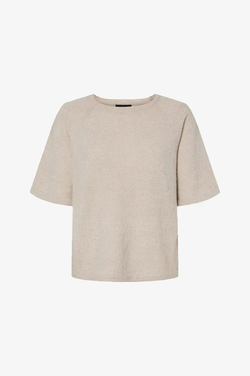 Pieces Topp pcMikela SS O-neck Knit MM - Beige