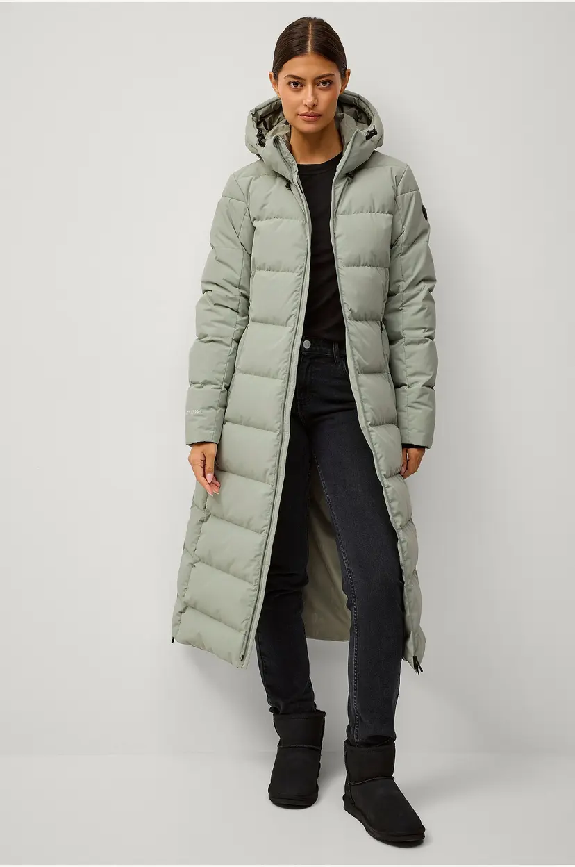 Áhkká Dunfrakk Down Coat Long with Hood W - Grønn
