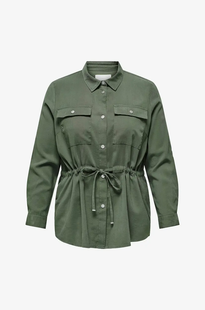 Only Carmakoma Skjortejakke carAris Life 4/5 Fem Cargo Jacket - Grønn