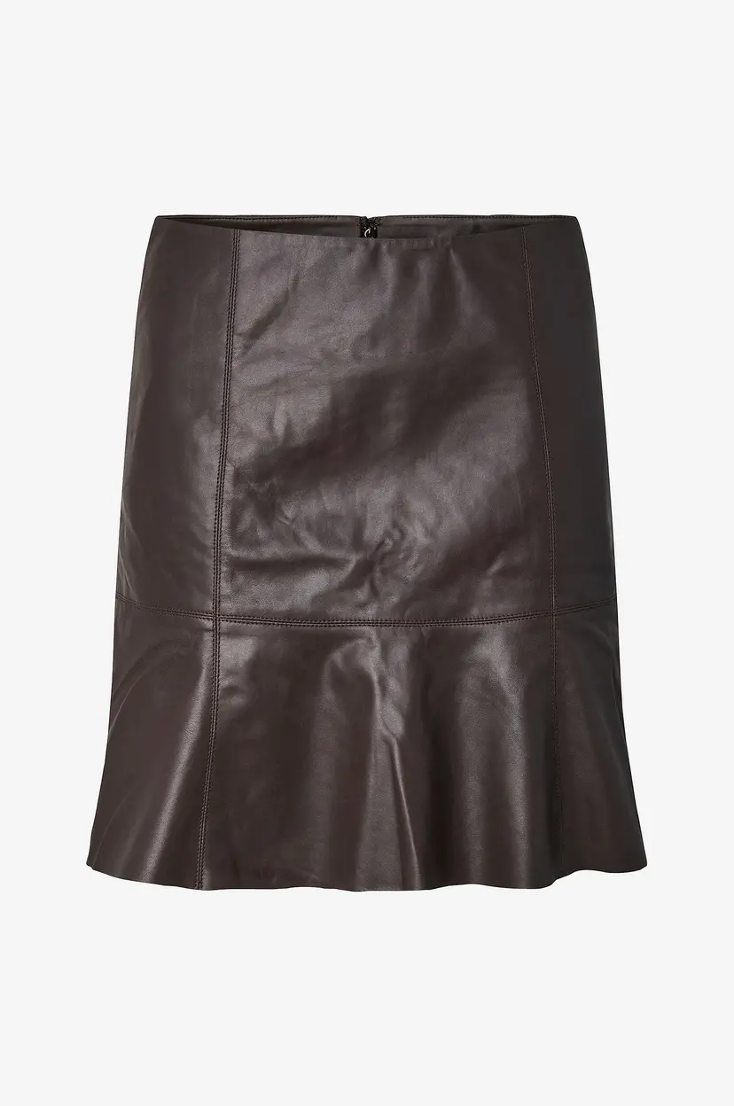 Y.A.S Skinn skjørt yasColly MW Naplon Leather Skirt NO - Natur