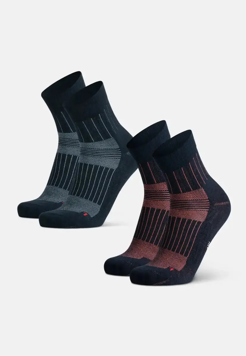 DANISH ENDURANCE MERINO RUNNING QUARTER STRØMPER fra DANISH ENDURANCE, Marineblå/Lyseblå, 43-47, Merinould Climayarn