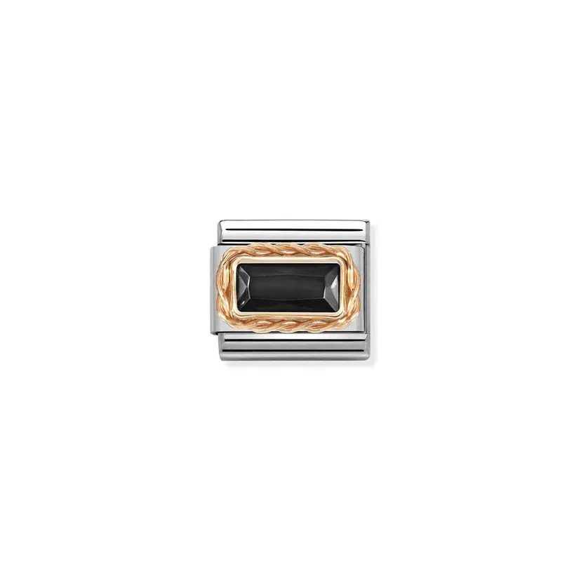 Nomination Faceted Baguette Black Rose Gold