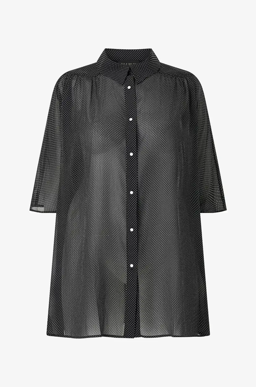 NO. 1 BY OX Kortermet bluse Long Loose Batwing Blouse - Svart