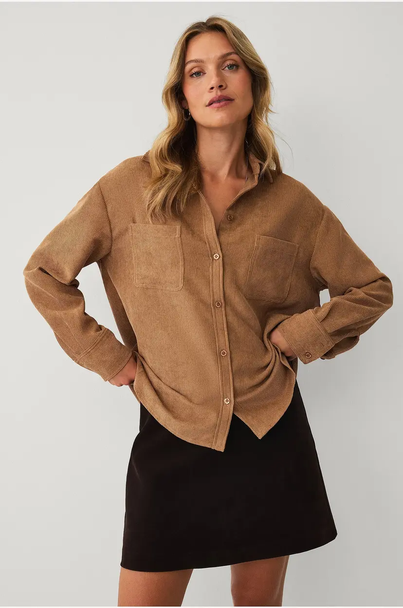 Ellos Collection Manchester-skjorte med brystlommer - Brun