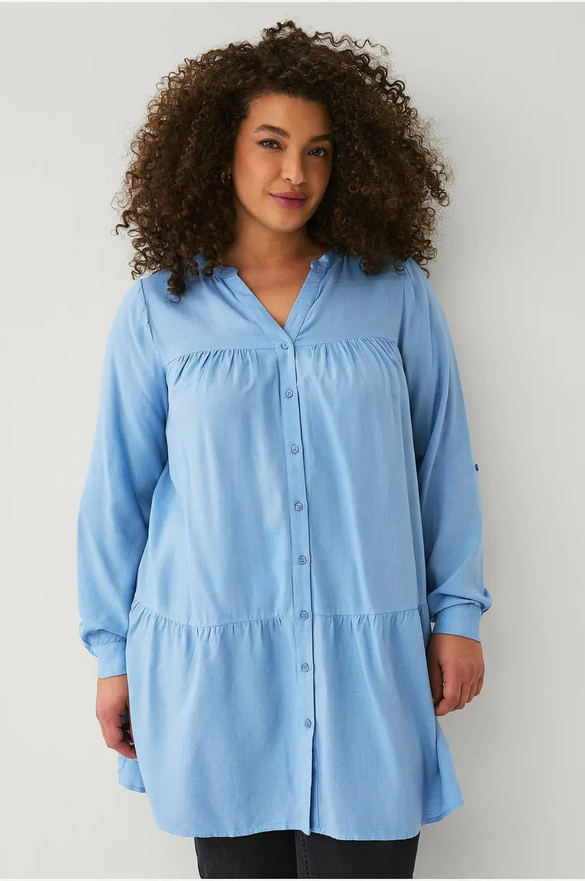 Zizzi Tunika vFlora L/s Tunic - Blå