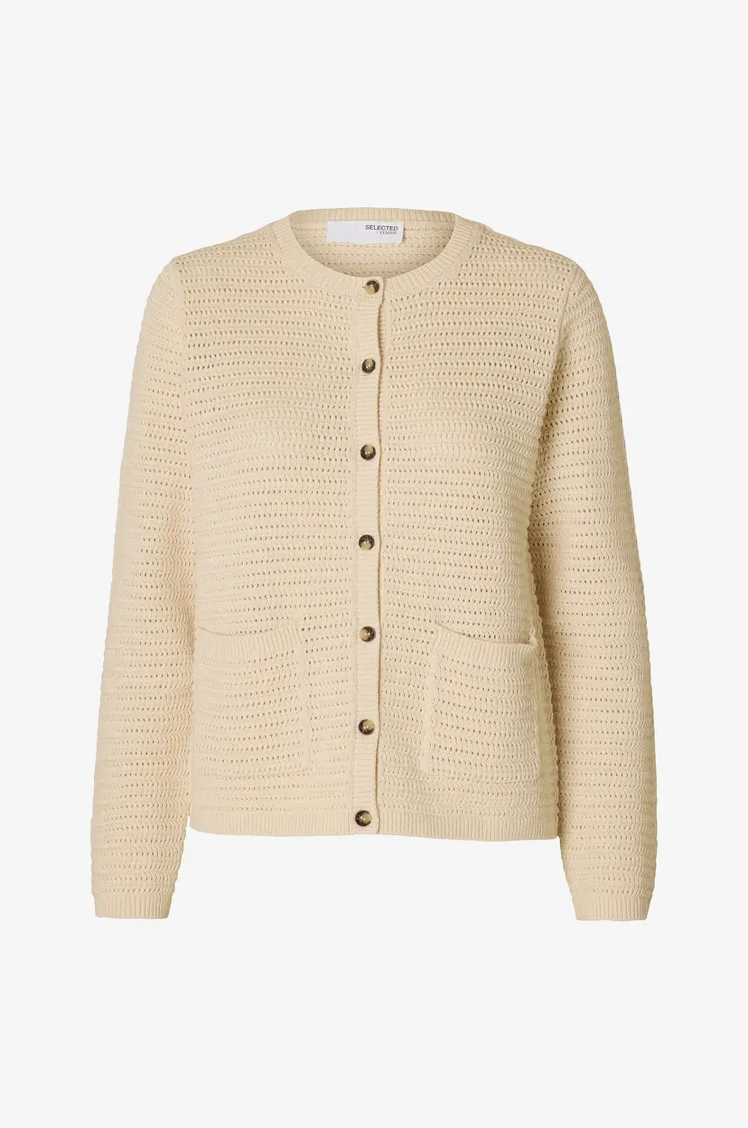 Selected Women Kardigan slfVinna LS Structure Knit - Beige