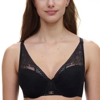 Chantelle Chantelle BH Origins Lace Lightweight Plunge Bra Svart nylon B 70 Dame