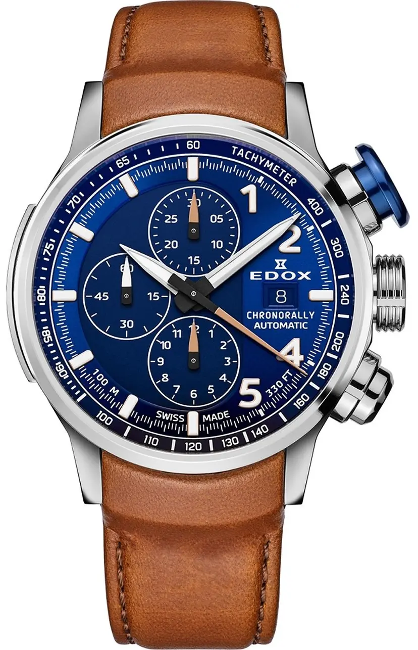 Edox Edox Herreklokke 01129-TBUCBR-BUBR Chronorally Blå/Lær Ø45 mm