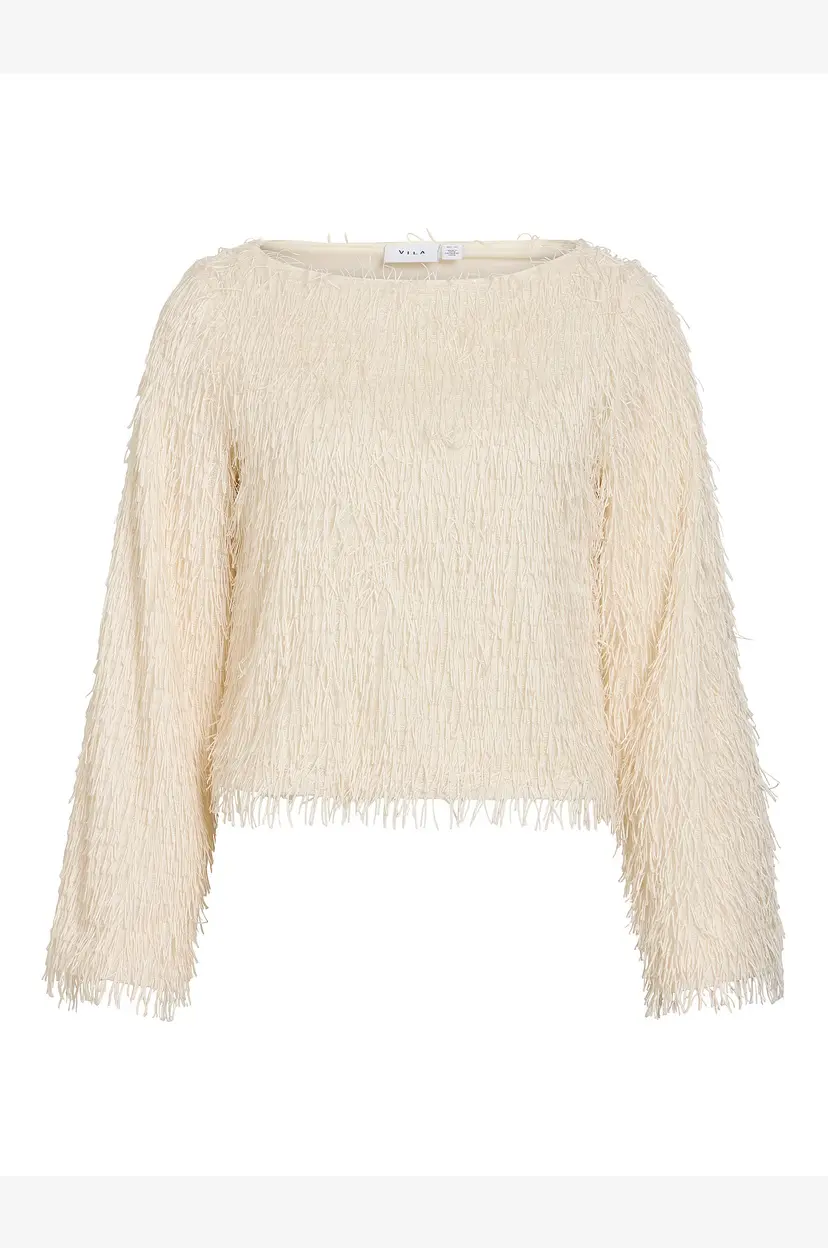 Vila Bluse Vitoi L/S Boatneck Top/Dc - Beige