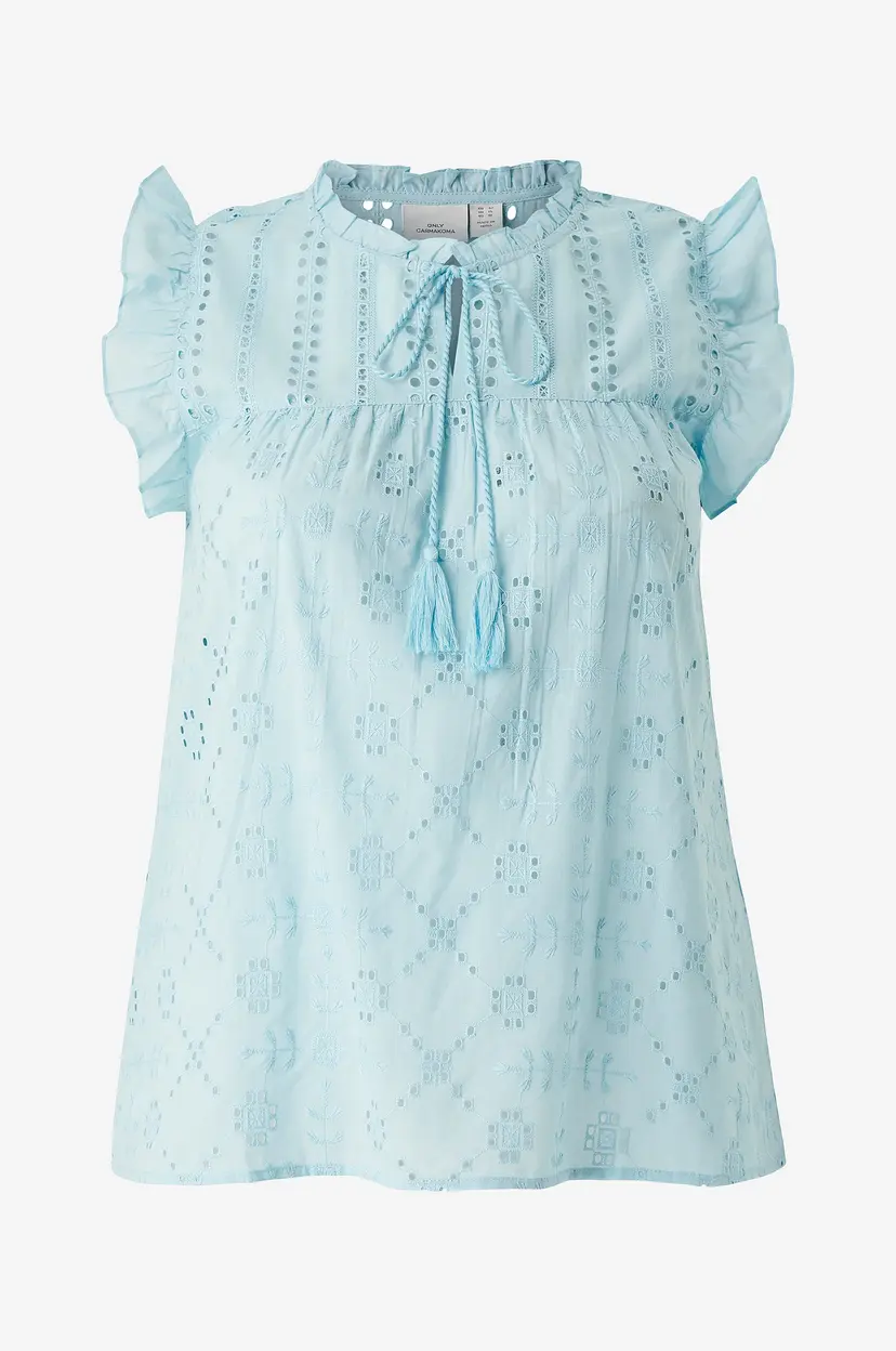 Only Carmakoma Bluse carReva Life S/L Emb Top Wvn - Blå