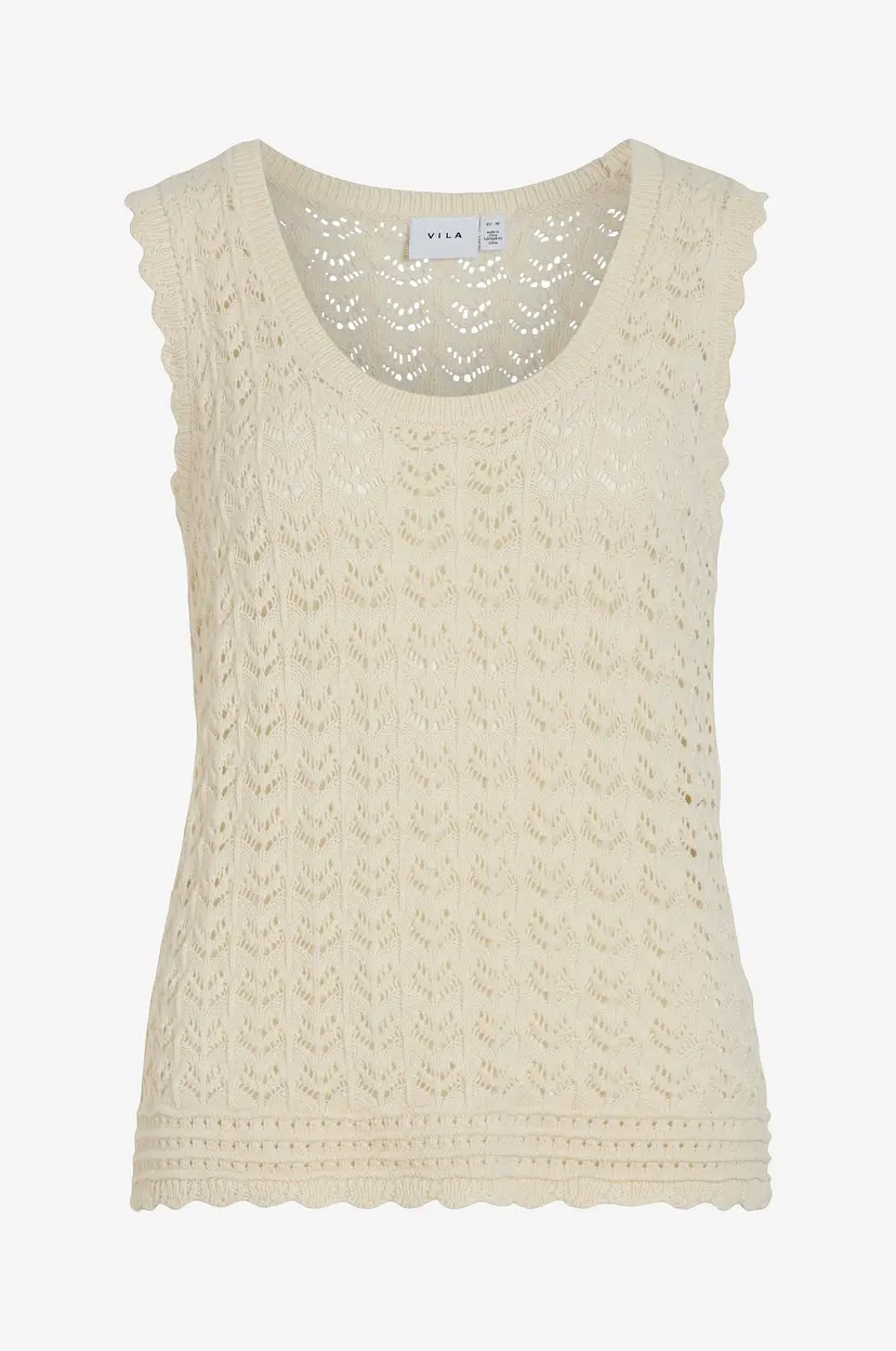 Vila Topp viDolise U-neck S/l Knit Top - Beige