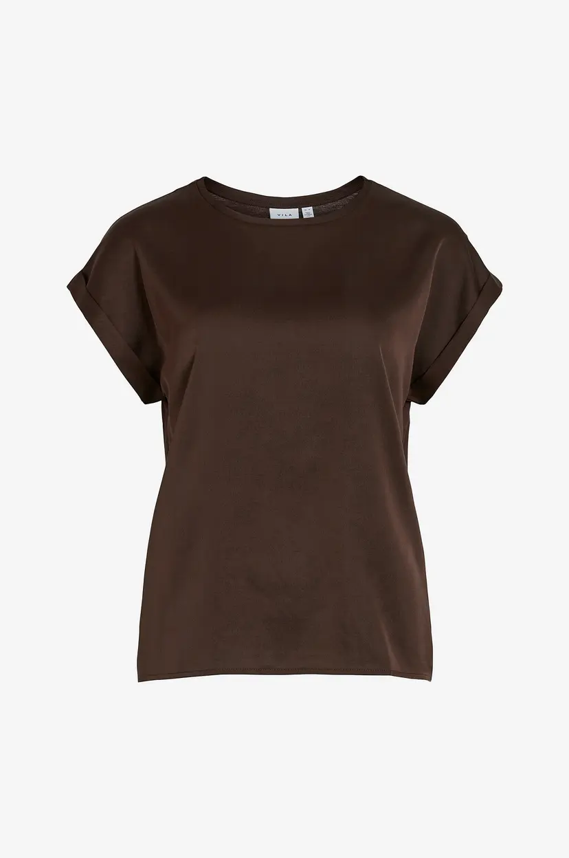 Vila Topp viEllette S/s Satin - Brun