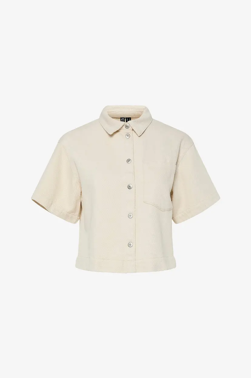 Pieces Skjorte pcSavanna SS Shirt - Beige
