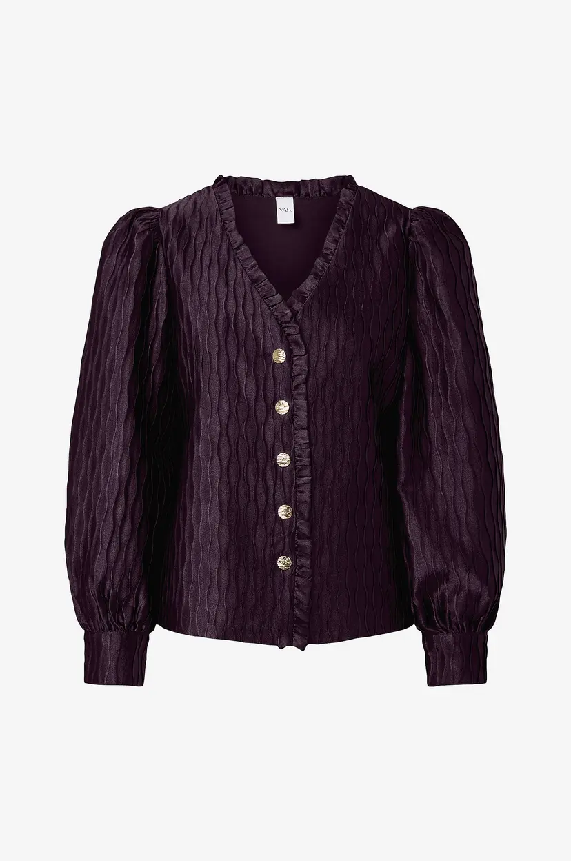 Y.A.S Bluse Yasripple Ls V-Neck Shirt S. - Rød