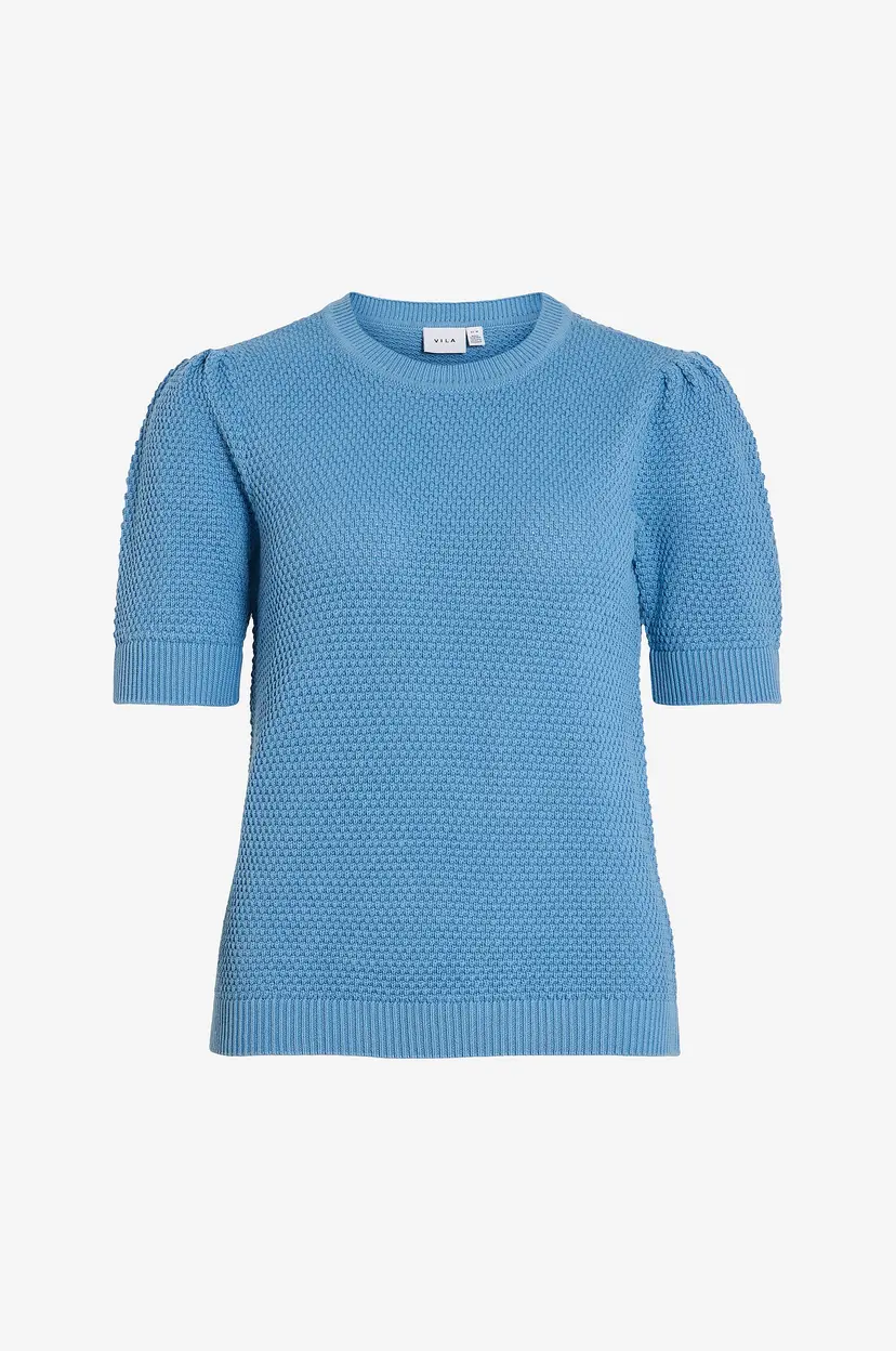 Vila Genser viDalo O-neck S/S Knit Top - Blå