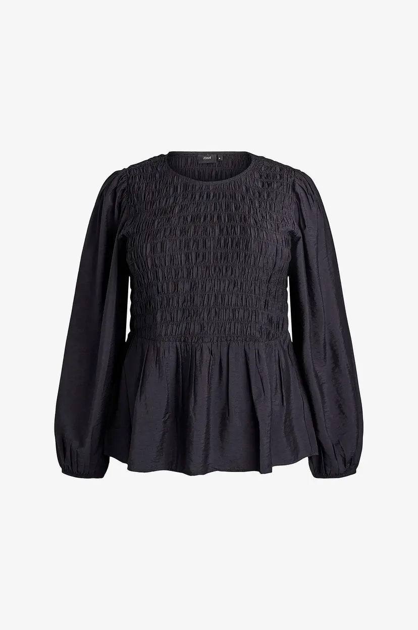 Zizzi Bluse Mnabila, L/S, Blouse - Svart