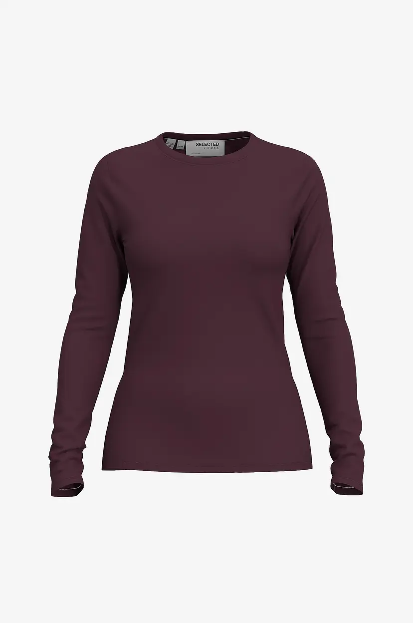 Selected Women Topp slfManja LS O-neck - Rød