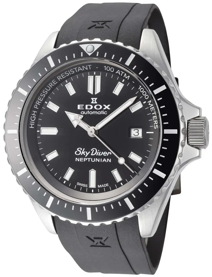 Edox Edox Herreklokke 80120-3NCA-NIN Skydiver Sort/Gummi Ø44 mm