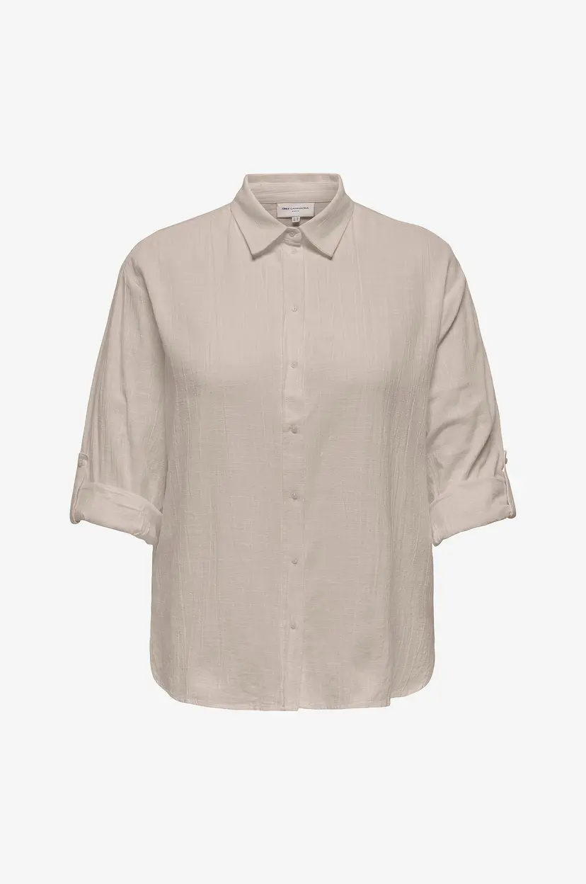 Only Carmakoma Skjorte carTizana Cotton L/S Shirt - Grå