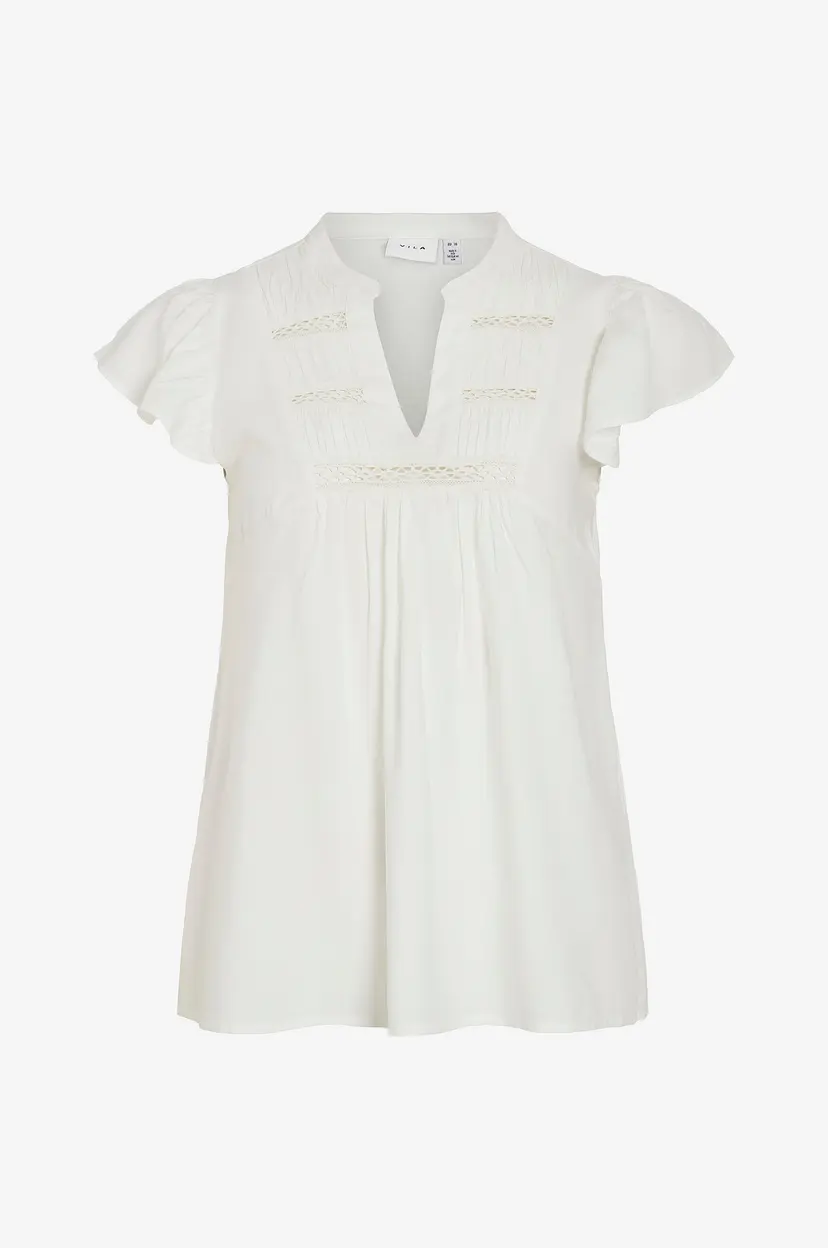Vila Bluse viVisia V-neck Pleated Top - Hvit