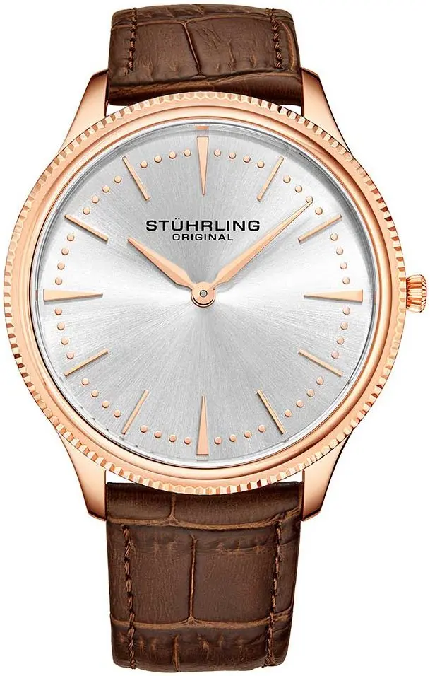 Stührling Original Stührling Original Herreklokke 3984.5 Symphony Sølvfarget/Lær Ø41
