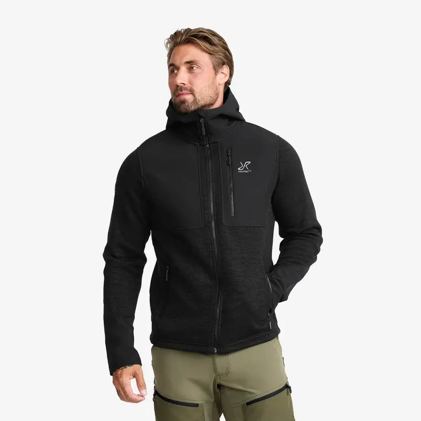 RevolutionRace Wander Pro Wool Hoodie Herre Charcoal Black