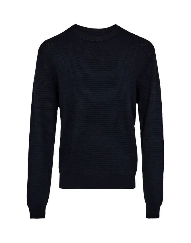 Black Blue O-neck w. structure regular fi