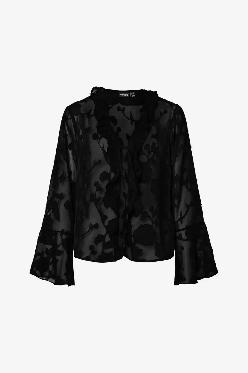 Pieces Bluse pcMumo LS Wvn - Svart