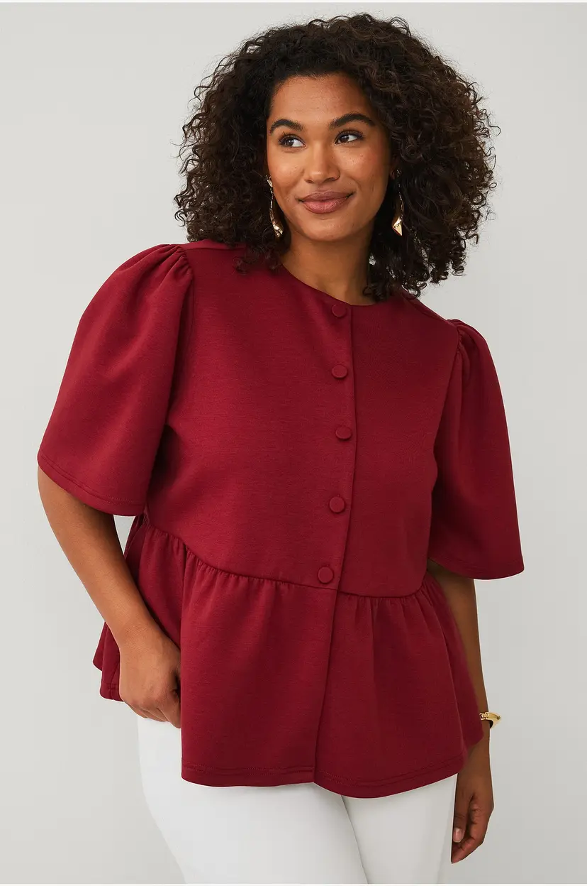 Ellos Plus collection Topp med peplum - Rød