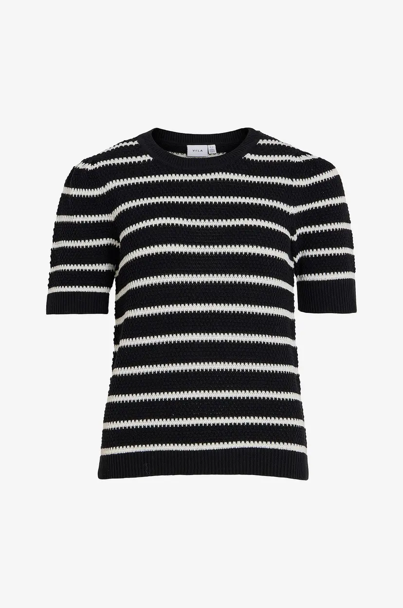 Vila Topp viDalo O-neck S/s Stripe - Svart