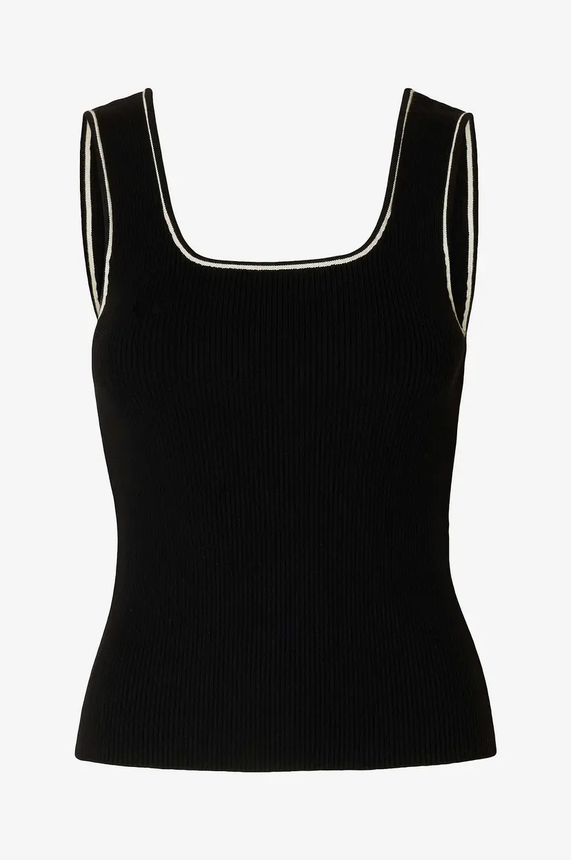 Selected Women Topp slfKamma Jenny SL Knit - Svart