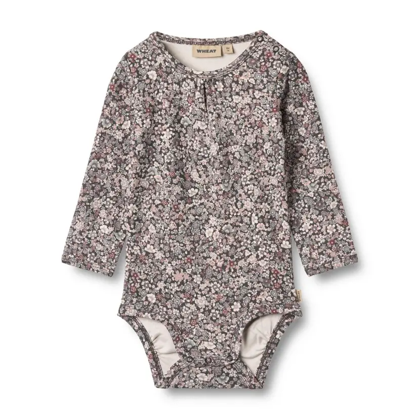 Wheat Wheat, Body L/S Liv Baby, Purple Stone Flowers