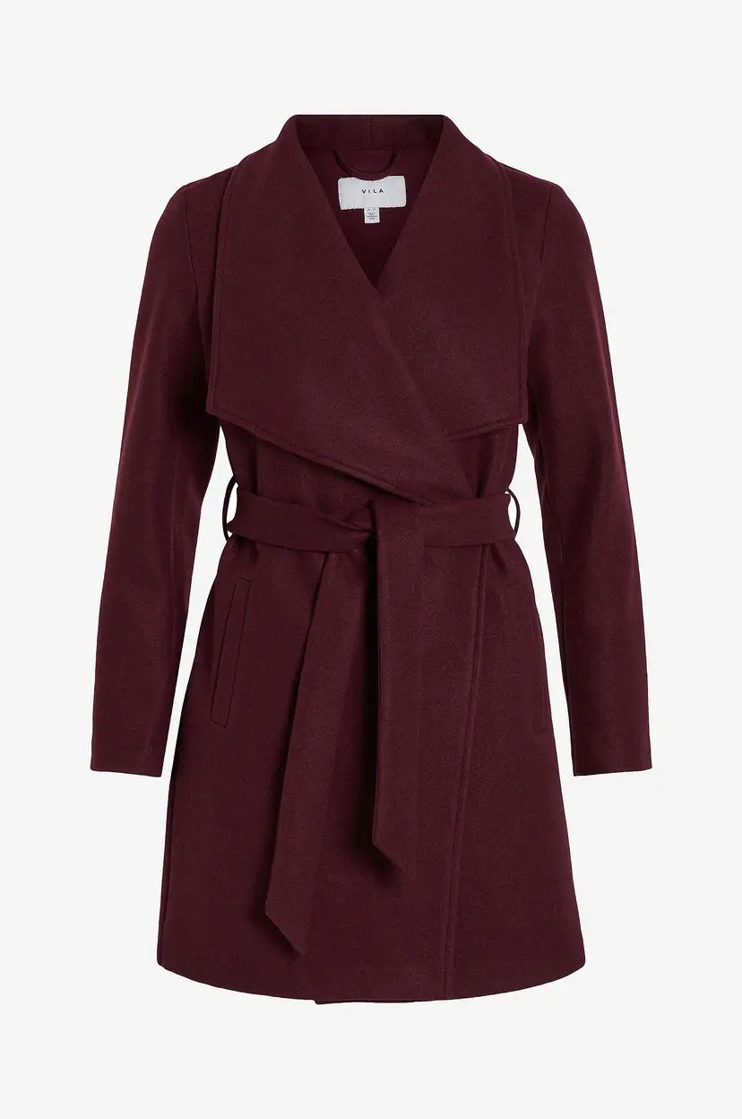 Vila Kåpe viCooley Collar Belt Coat - Rød