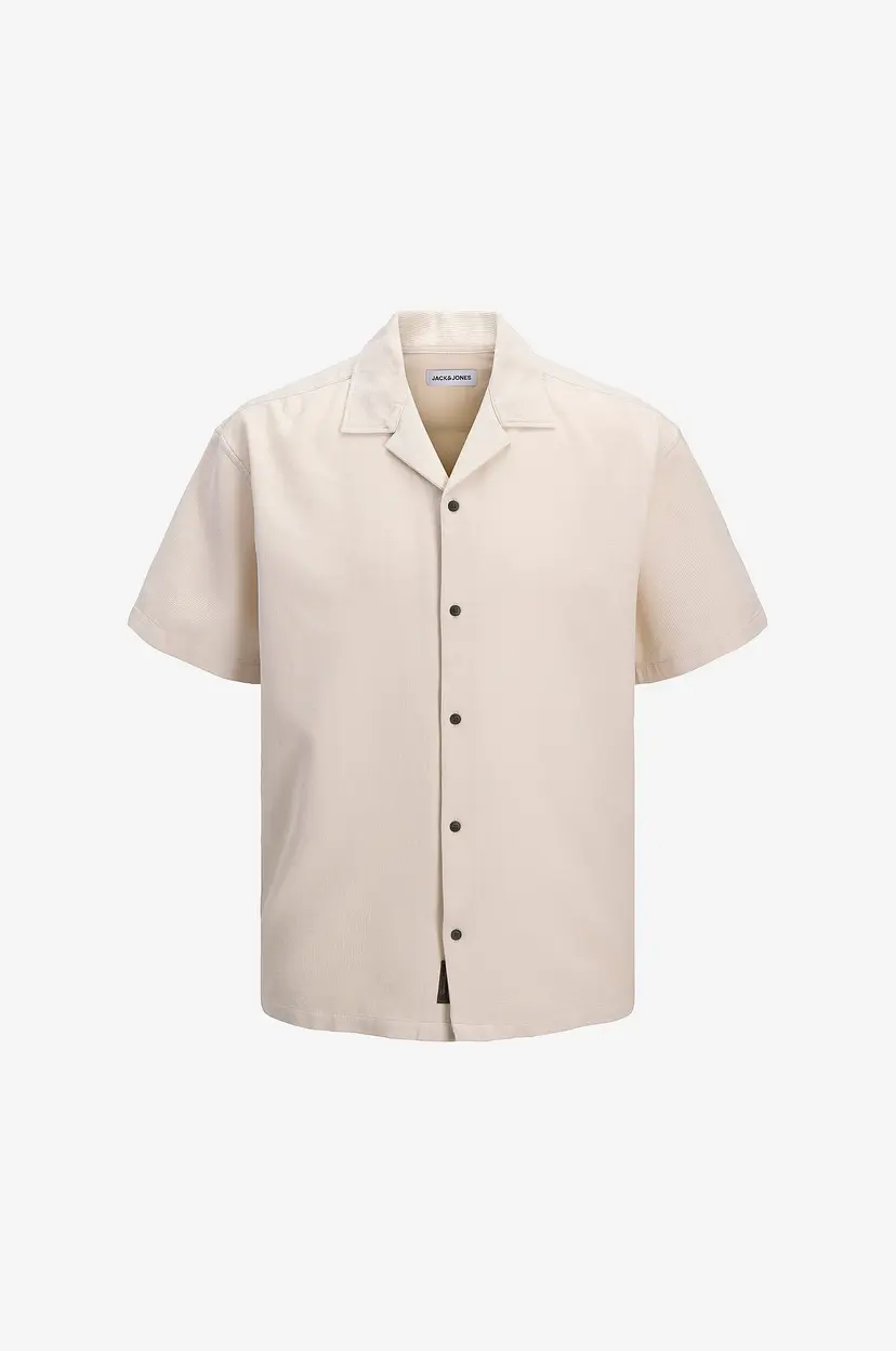 Jack & Jones Junior Skjorte jjGlobal Waffle Resort Shirt SS Jnr - Beige