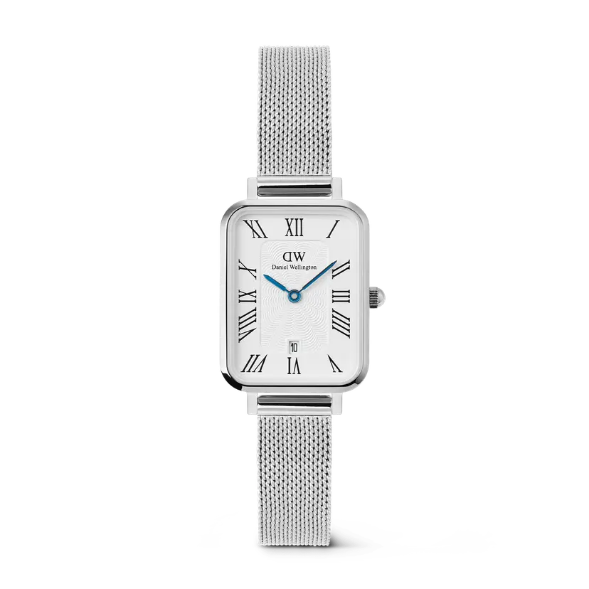 Daniel Wellington Silver 20x26mm Watch Quadro Sterling Roman Numerals Date | DW