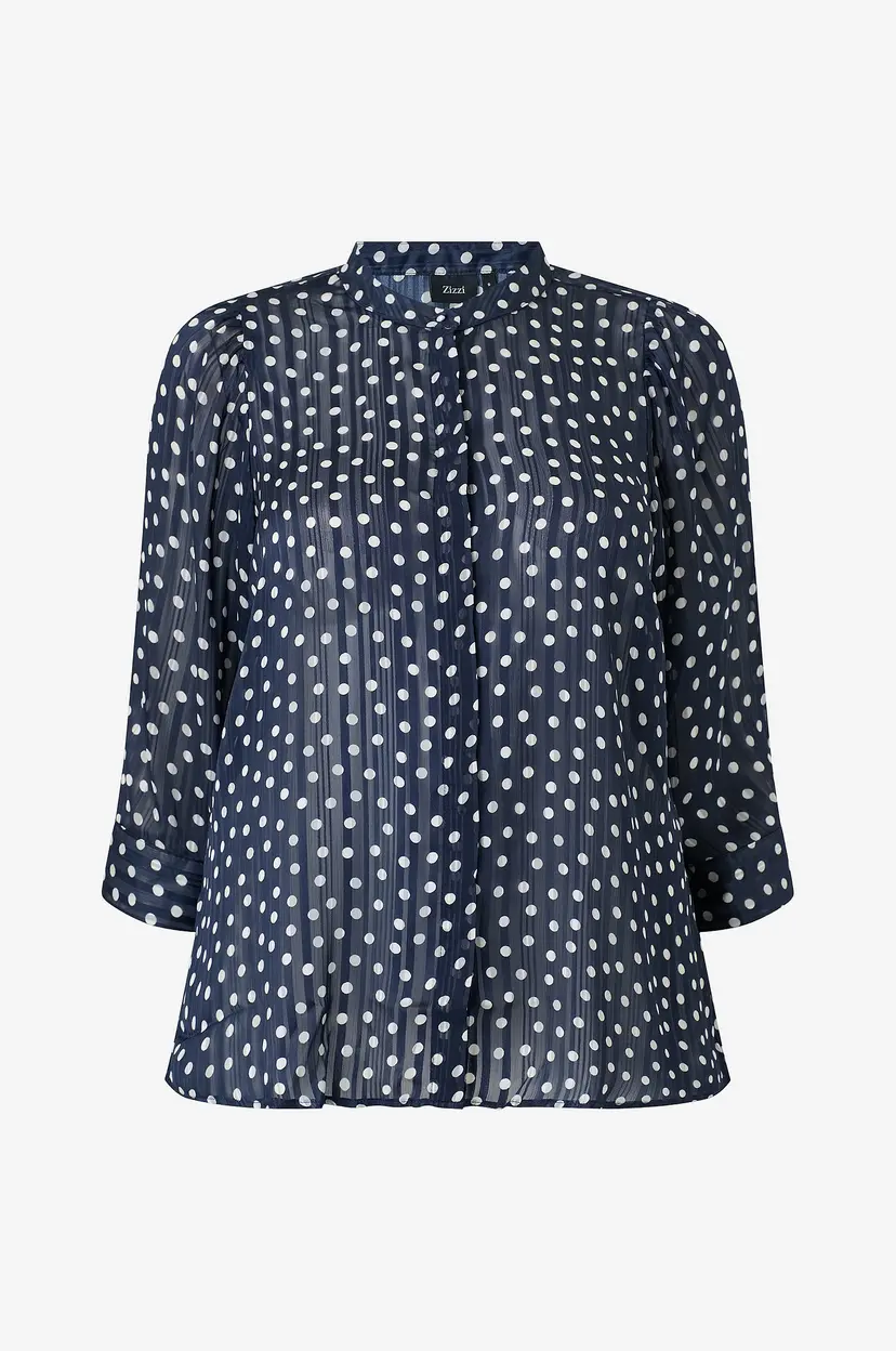 Zizzi Bluse Calucy, 3/4, Shirt - Blå