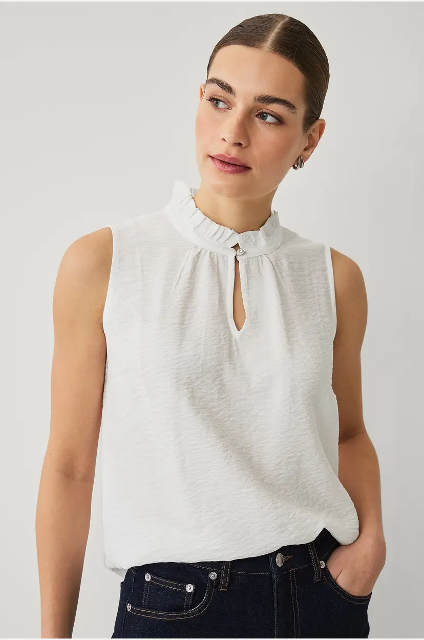 Ellos Collection Ermløs bluse - Hvit
