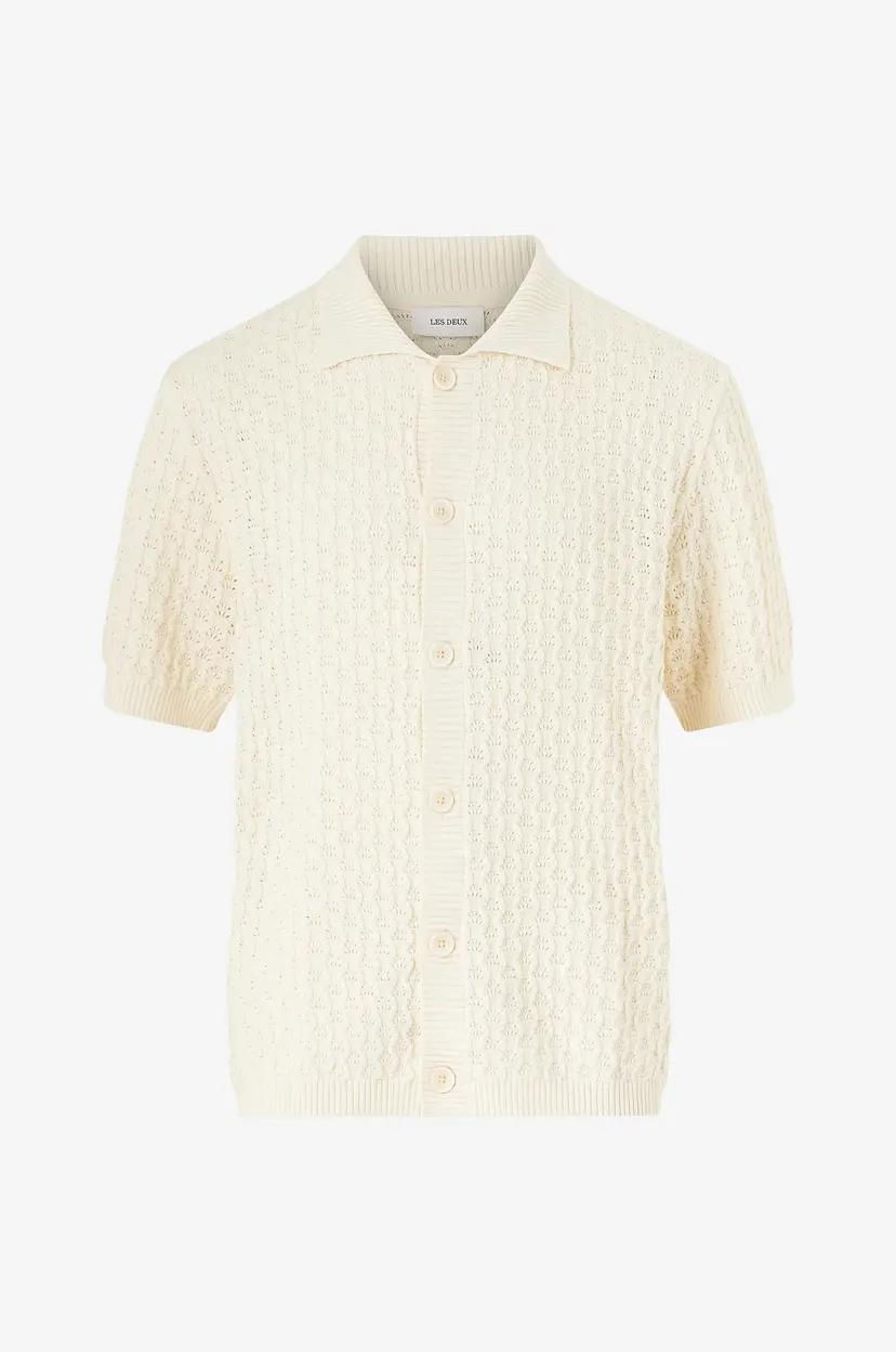 Les Deux Skjorte Gespertus SS Knit Shirt - Hvit