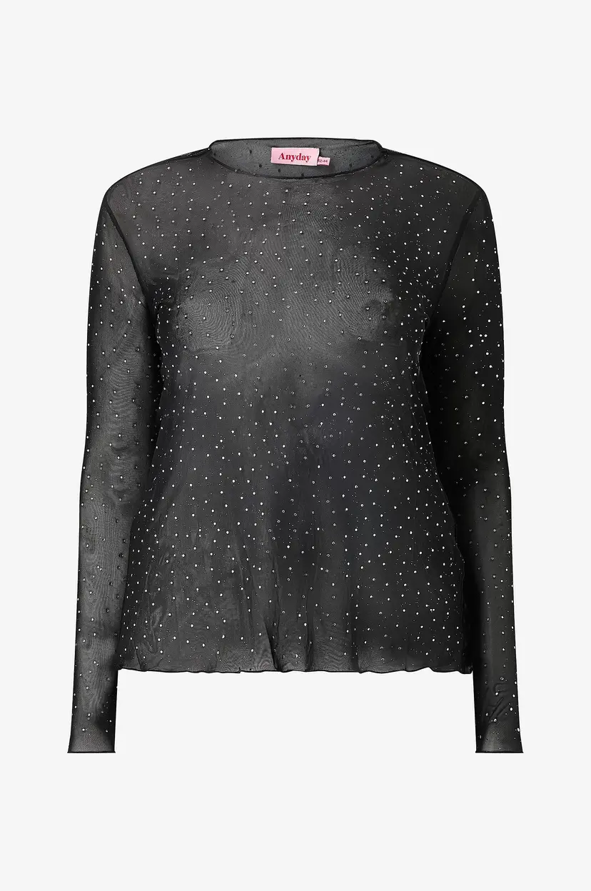 Anyday Bluse Any- Viva 485 - Mesh Top - Svart