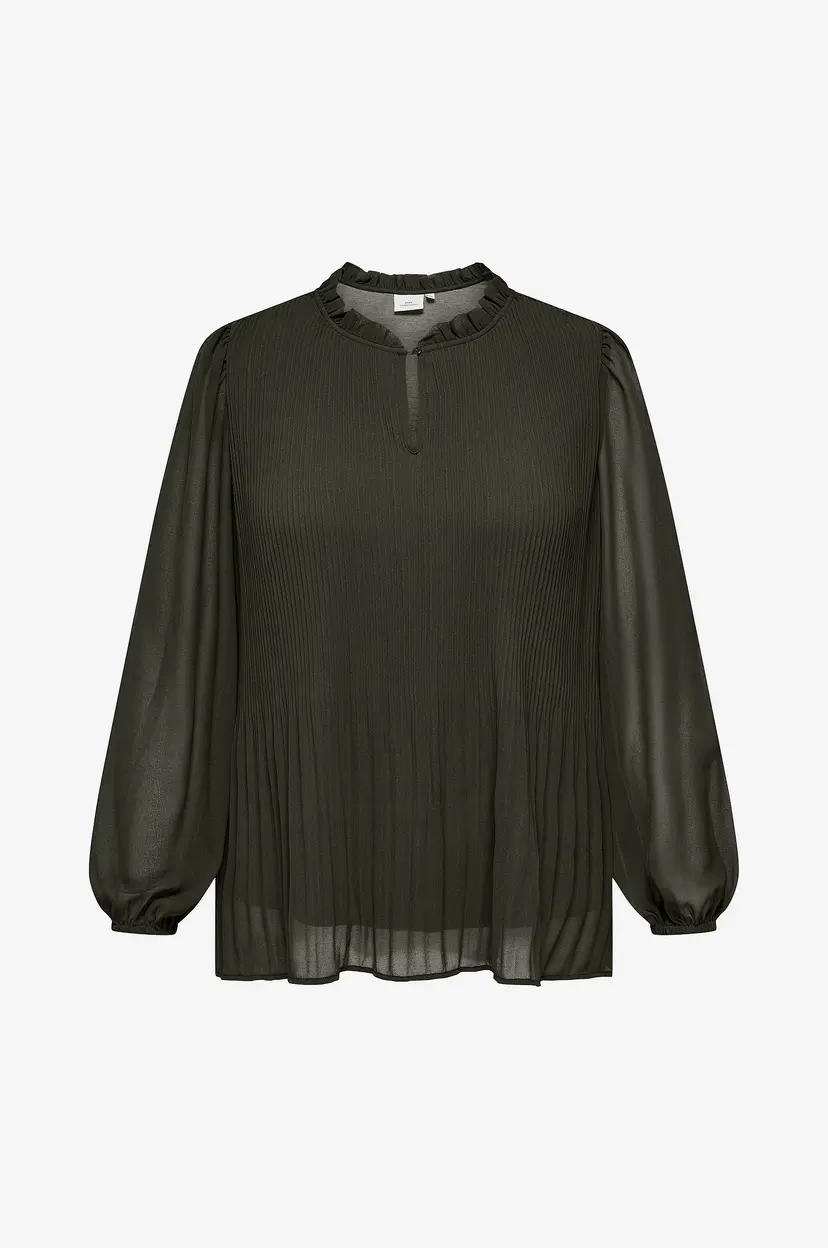 Only Carmakoma Bluse carPiona L/S Plisse Blouse Wvn - Grønn