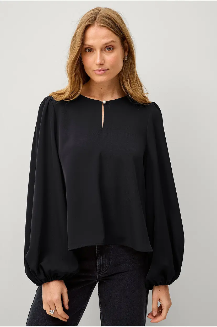 Ellos Collection Bluse med ballongermer - Svart