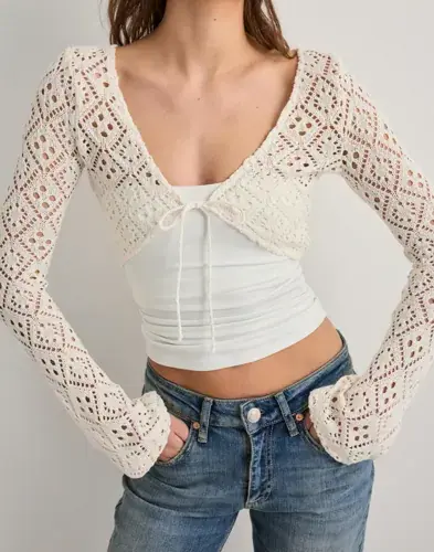 Nelly Nelly - Hvit - Crochet LS Bolero