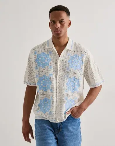 Jack & Jones Jack & Jones Jororchard Knit Crochet Polo Mønstrete skjorter Hvit