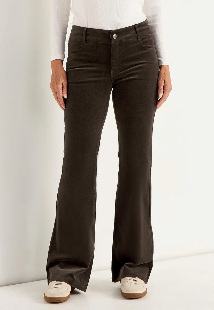 Cellbes of Sweden Smalstripet, bootcut kordfløyelsbukse